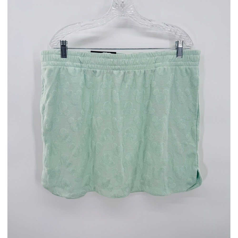 Disney Mickey Mouse Skirt Size L Mint Green Embossed Terry Cloth Casual New